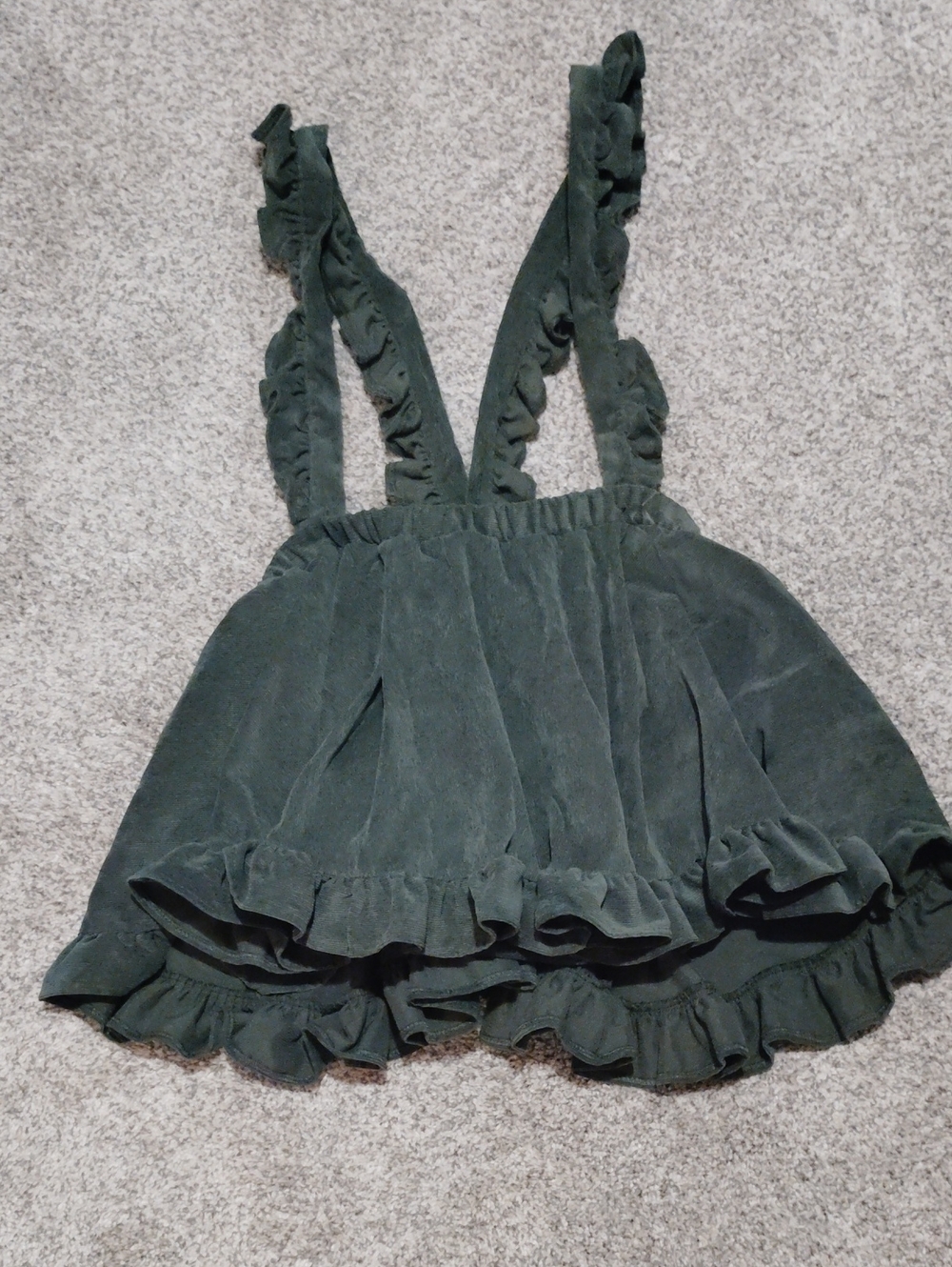 Numi Girls Ruffled Dark Green Pinafore Skirt with Suspender Straps